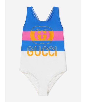 Gucci Girls Logo Swimming Costume in Blue votre restaurant rapide dans 