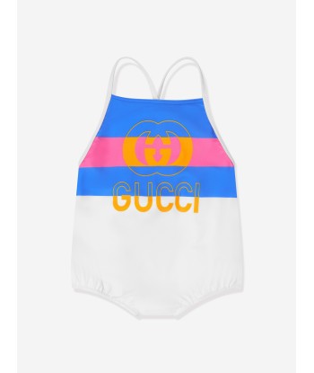 Gucci Baby Girls Logo Swimming Costume in Blue À commander