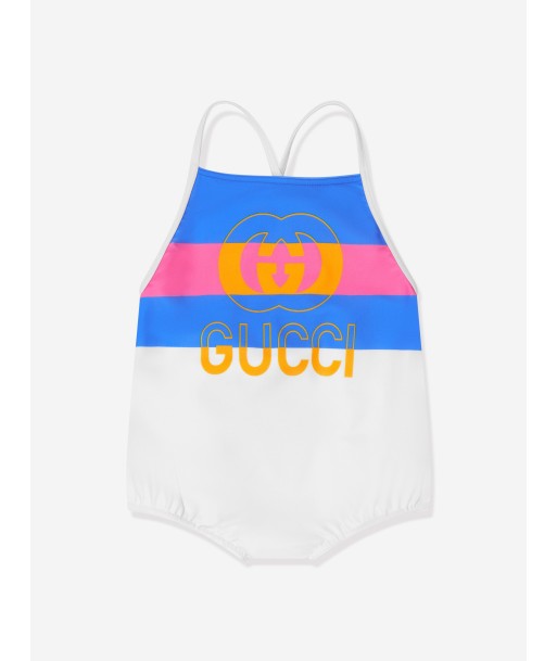 Gucci Baby Girls Logo Swimming Costume in Blue À commander