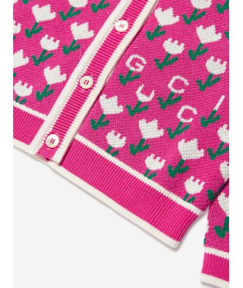 Gucci Baby Girls Knitted Logo Cardigan in Pink ou a consommer sur place