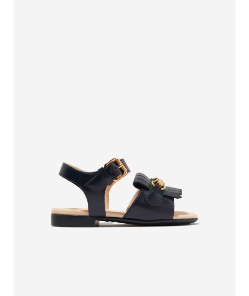 Gucci Girls Leather Horsebit Sandals in Navy acheter en ligne