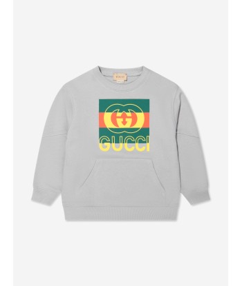 Gucci Kids Logo Sweatshirt in Grey meilleur choix