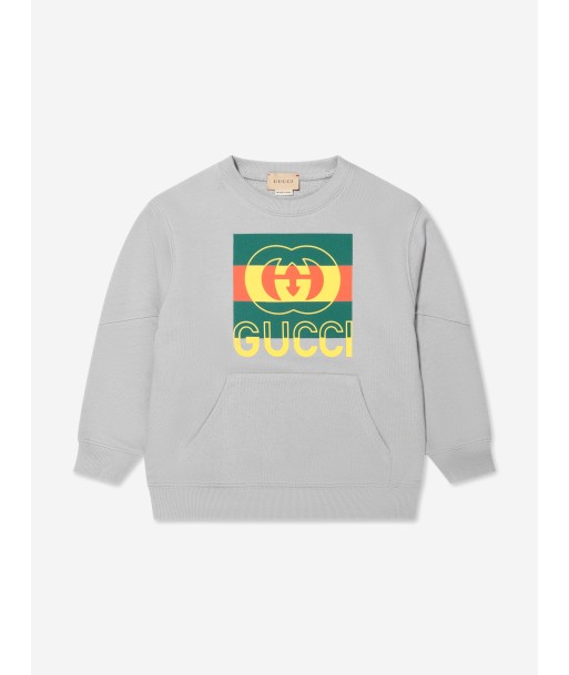 Gucci Kids Logo Sweatshirt in Grey meilleur choix