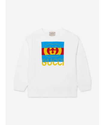 Gucci Kids Logo Sweatshirt in White solde