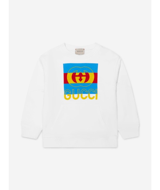 Gucci Kids Logo Sweatshirt in White solde