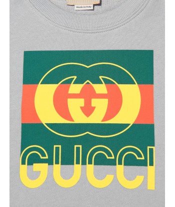 Gucci Kids Logo Sweatshirt in Grey meilleur choix