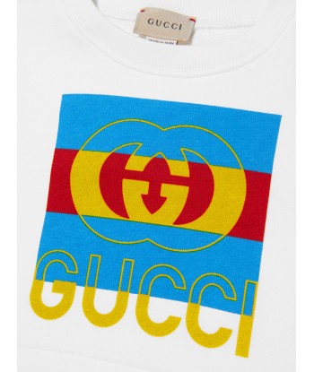 Gucci Kids Logo Sweatshirt in White solde