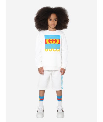 Gucci Kids Logo Sweatshirt in White solde