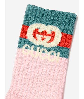 Gucci Girls GG Logo Socks in Pink Venez acheter