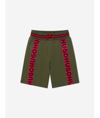 Hugo Boys Pique Logo Shorts in Khaki offre 