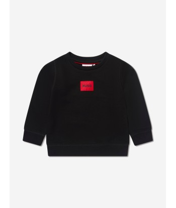 Hugo Boys Organic Cotton Logo Sweatshirt in Black Comment ça marche