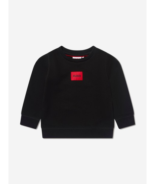 Hugo Boys Organic Cotton Logo Sweatshirt in Black Comment ça marche