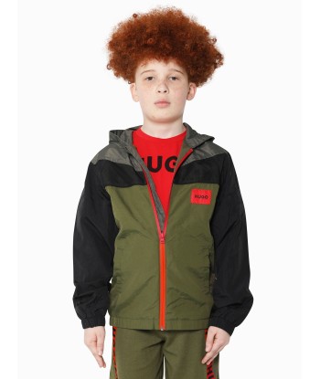 Hugo Boys Hooded Windbreaker in Khaki en ligne des produits 