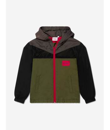 Hugo Boys Hooded Windbreaker in Khaki en ligne des produits 