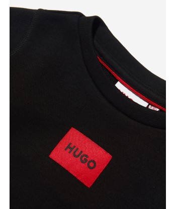 Hugo Boys Organic Cotton Logo Sweatshirt in Black Comment ça marche