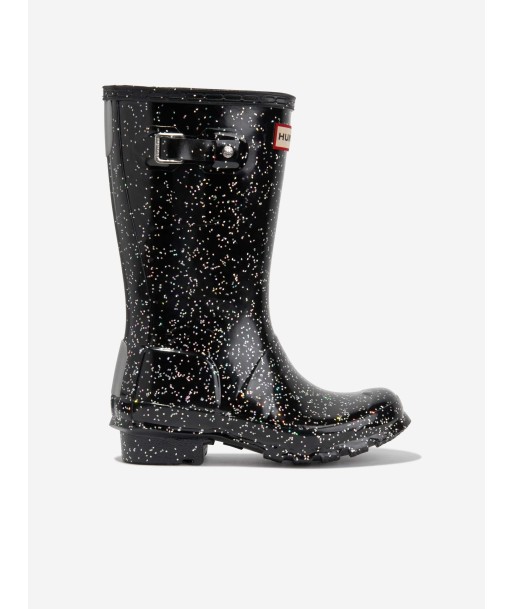 Hunter Kids Original Giant Glitter Wellingon Boots in Black de technologie