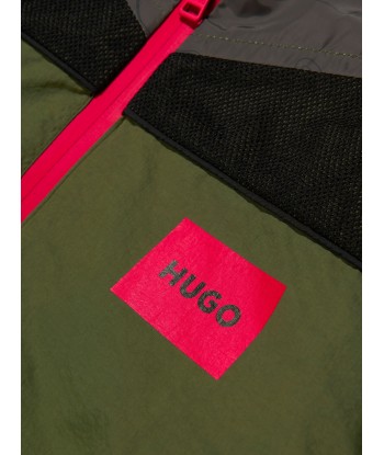 Hugo Boys Hooded Windbreaker in Khaki en ligne des produits 