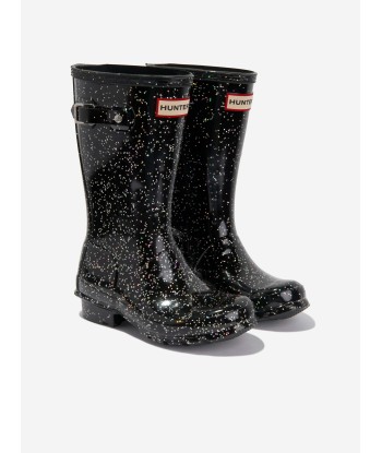 Hunter Kids Original Giant Glitter Wellingon Boots in Black de technologie