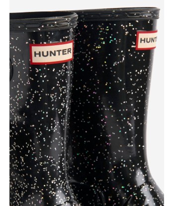 Hunter Kids Original Giant Glitter Wellingon Boots in Black de technologie