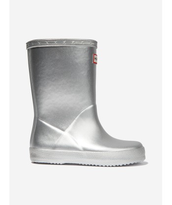 Hunter Girls Original First Classic Metal Wellington Boots in Silver Economisez 