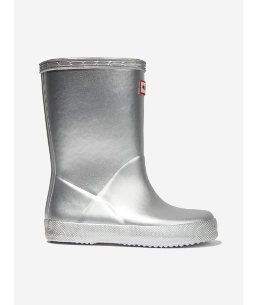 Hunter Girls Original First Classic Metal Wellington Boots in Silver Economisez 