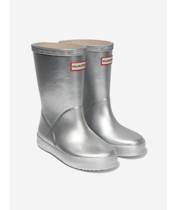 Hunter Girls Original First Classic Metal Wellington Boots in Silver Economisez 