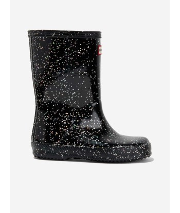 Hunter Girls Original First Classic Giant Glitter Wellington Boots in Black À commander