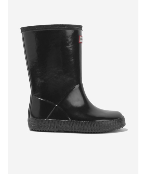 Hunter Kids Original First Classic Gloss Wellington Boots in Black Amélioration de cerveau avec