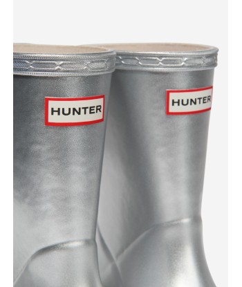 Hunter Girls Original First Classic Metal Wellington Boots in Silver Economisez 