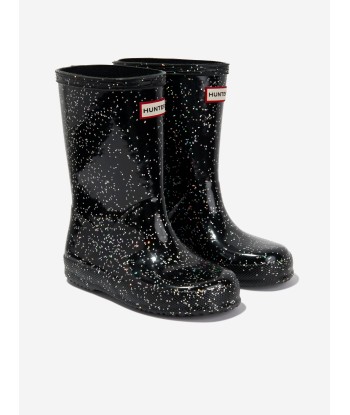 Hunter Girls Original First Classic Giant Glitter Wellington Boots in Black À commander