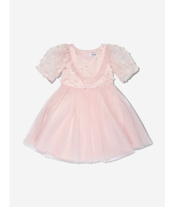 iAMe Girls Short Sleeve Embroidered Dress in Pink Les magasins à Paris