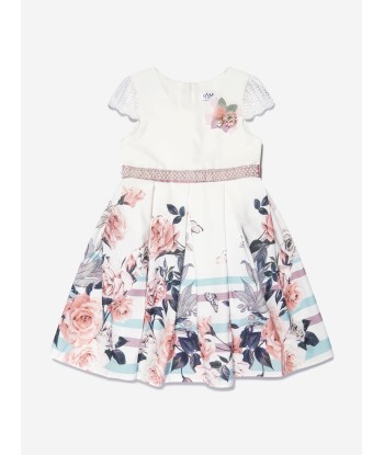 iAMe Girls Floral Printed A Line Dress in White pas chere