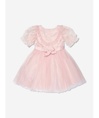 iAMe Girls Short Sleeve Embroidered Dress in Pink Les magasins à Paris