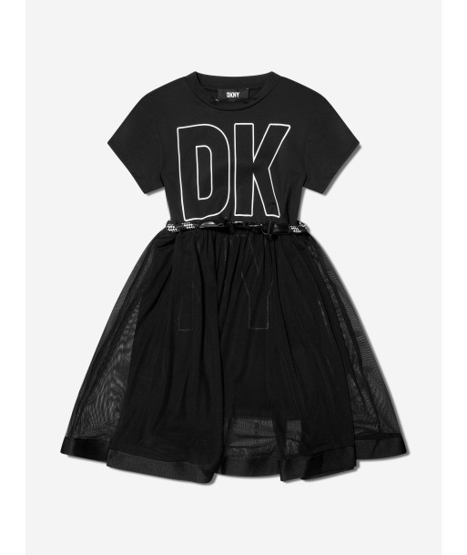 DKNY Girls Layered Dress With Belt in Black Livraison rapide