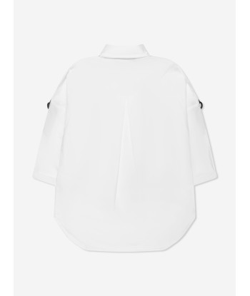 Karl Lagerfeld Girls Logo Tape Shirt Dress in White pas chere