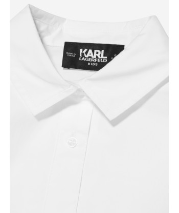 Karl Lagerfeld Girls Logo Tape Shirt Dress in White pas chere