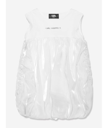 Karl Lagerfeld Girls Sleeveless Bubble Hem Dress in Ivory En savoir plus