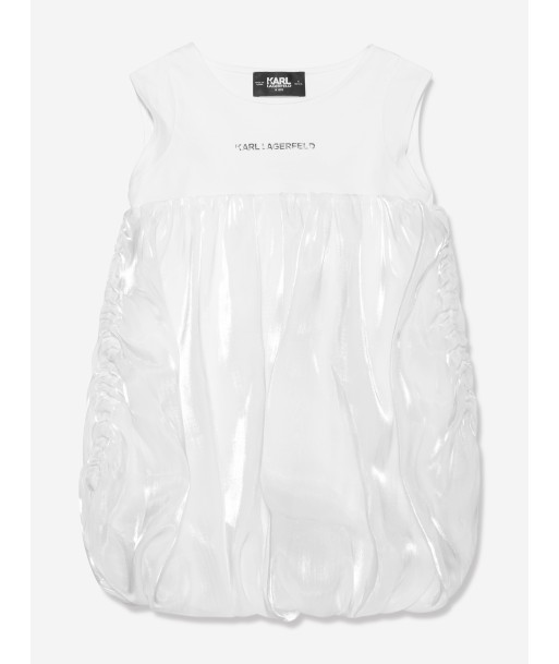 Karl Lagerfeld Girls Sleeveless Bubble Hem Dress in Ivory En savoir plus