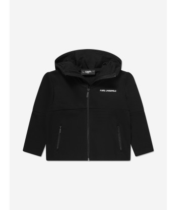 Karl Lagerfeld Kids Logo Zip Up Hoodie in Black solde