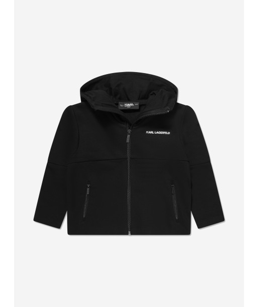 Karl Lagerfeld Kids Logo Zip Up Hoodie in Black solde