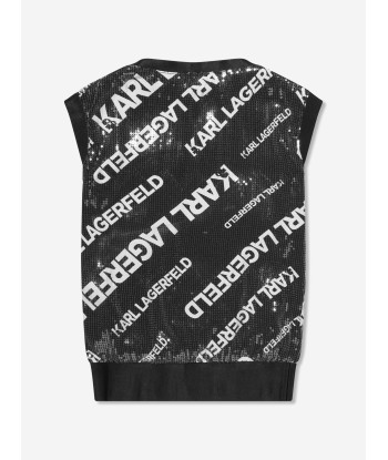 Karl Lagerfeld Girls Sequin Logo Dress in Black En savoir plus