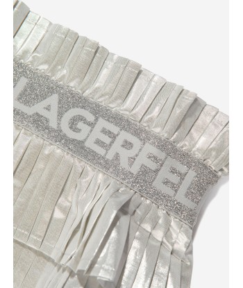 Karl Lagerfeld Girls Pleated Tiered Dress in Grey une grave pollution 