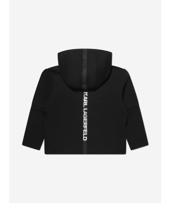 Karl Lagerfeld Kids Logo Zip Up Hoodie in Black solde