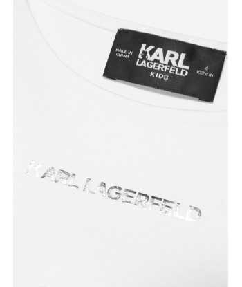 Karl Lagerfeld Girls Sleeveless Bubble Hem Dress in Ivory En savoir plus