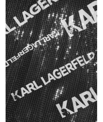 Karl Lagerfeld Girls Sequin Logo Dress in Black En savoir plus