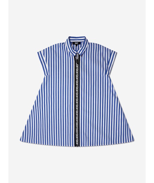 DKNY Girls Striped Shirt Dress in Blue soldes