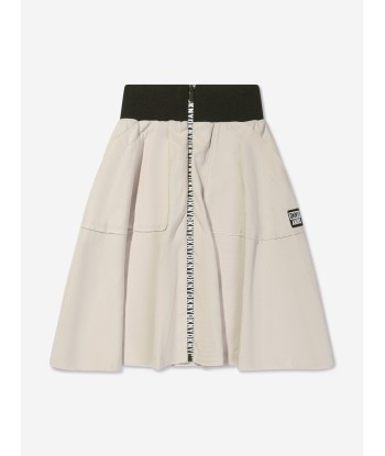 DKNY Girls Zip Up Long Skirt in White pas chere