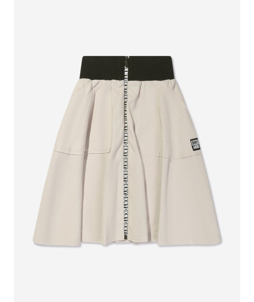 DKNY Girls Zip Up Long Skirt in White pas chere