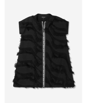 DKNY Girls Fringed Zip Up Dress in Black Le MVP de beaucoup