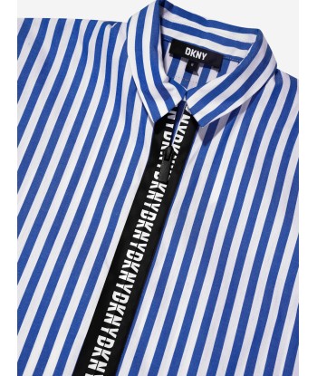 DKNY Girls Striped Shirt Dress in Blue soldes